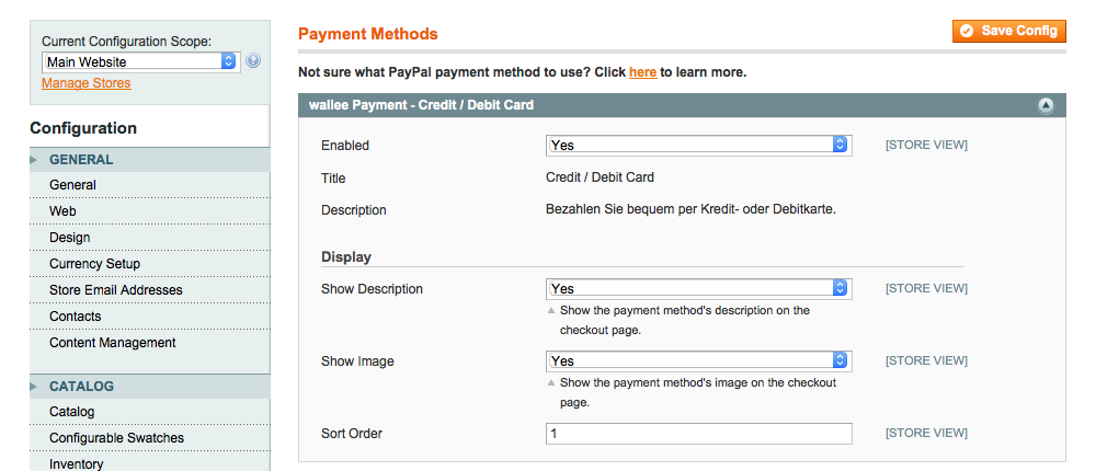 payment method configuration