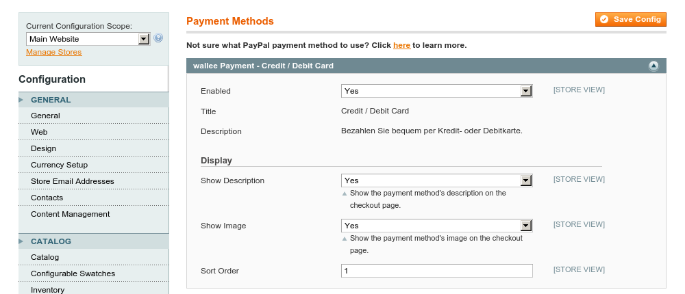 payment method configuration