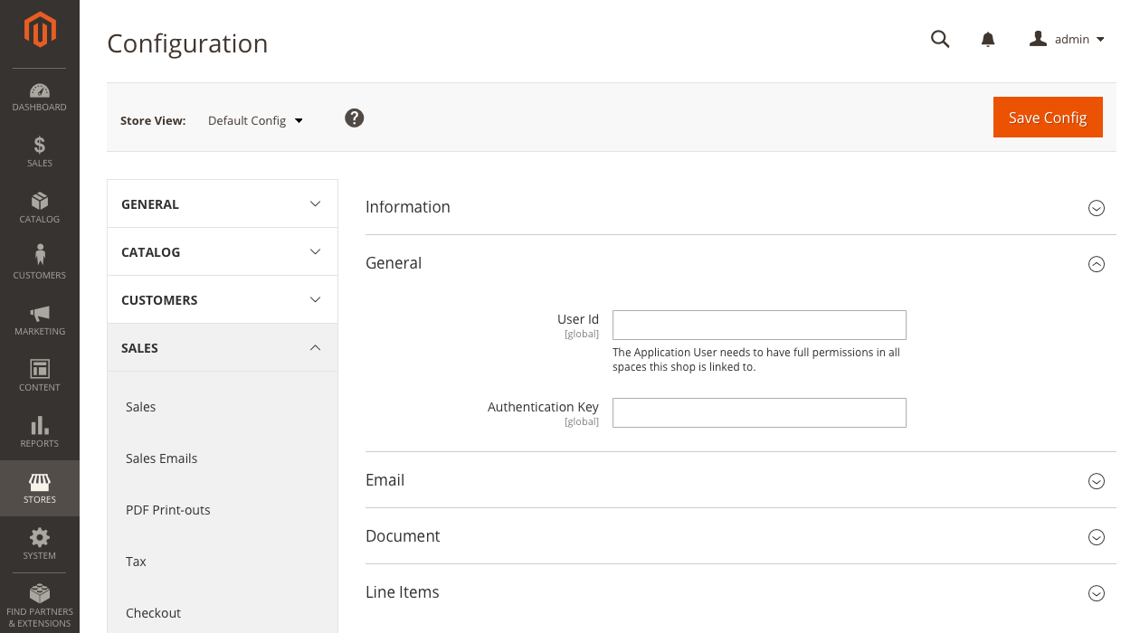 application user configuration