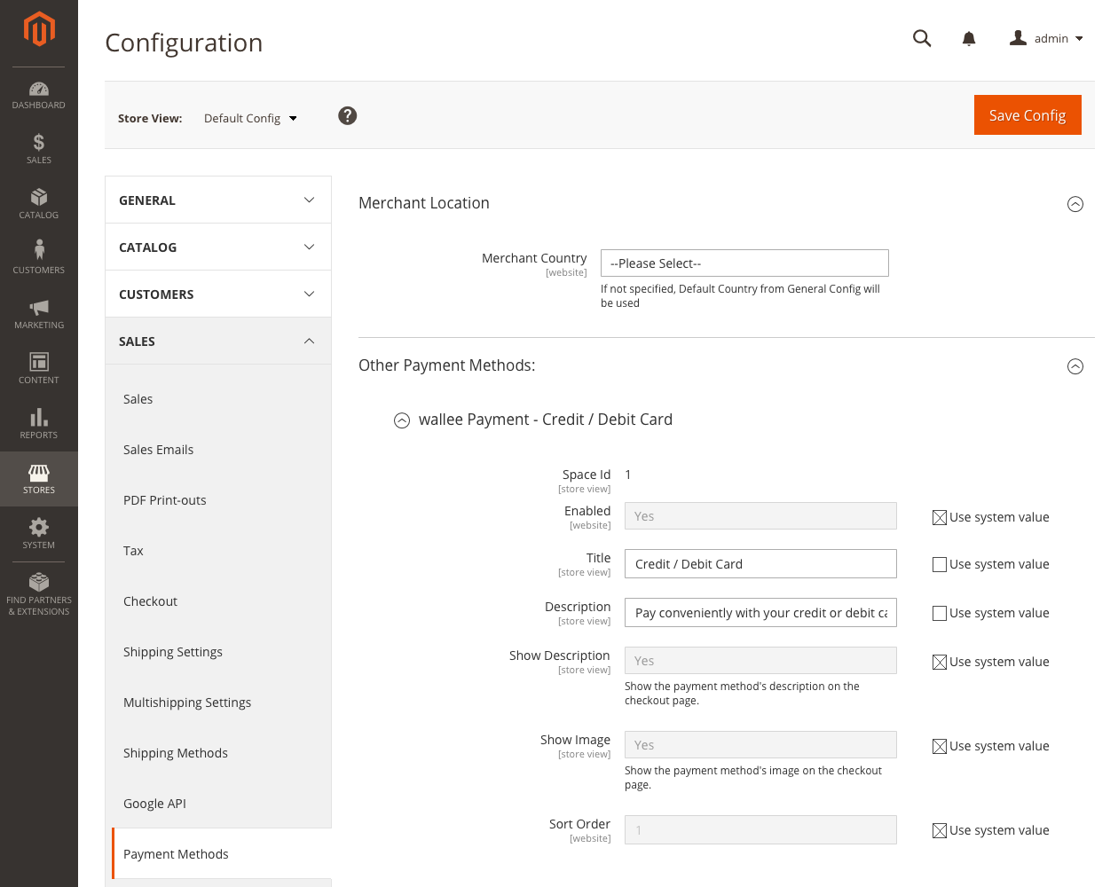 payment method configuration