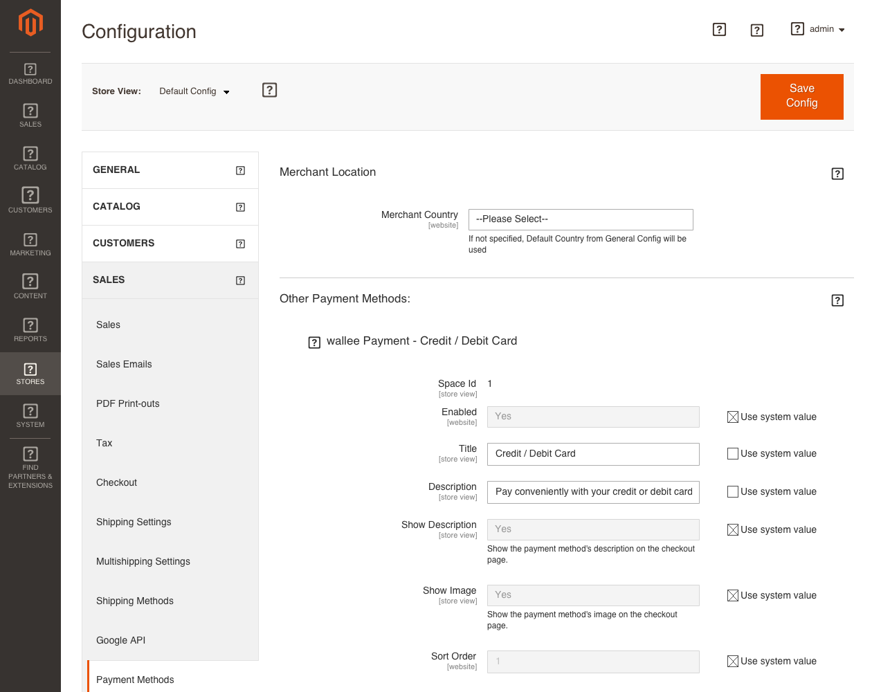 payment method configuration