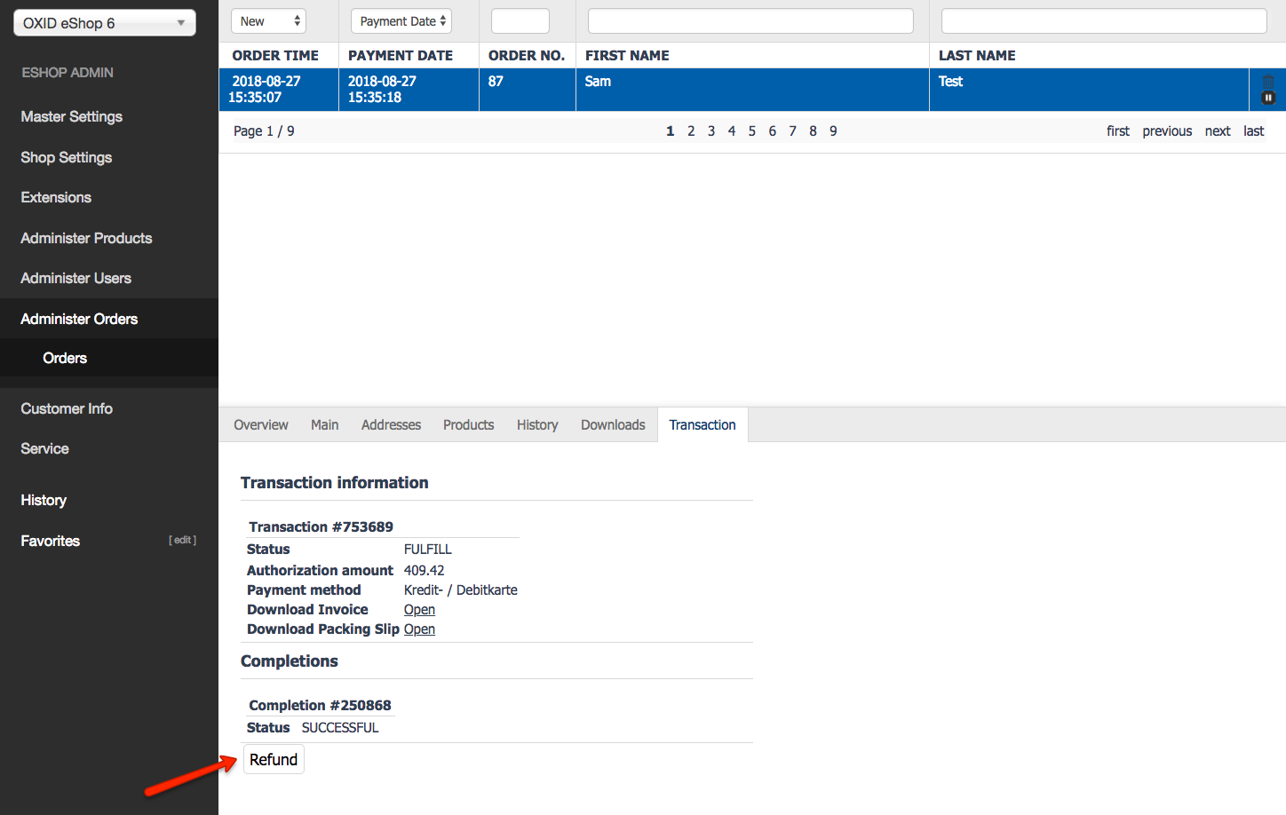 refund transaction