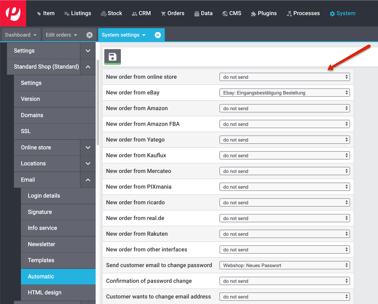 new order from online store