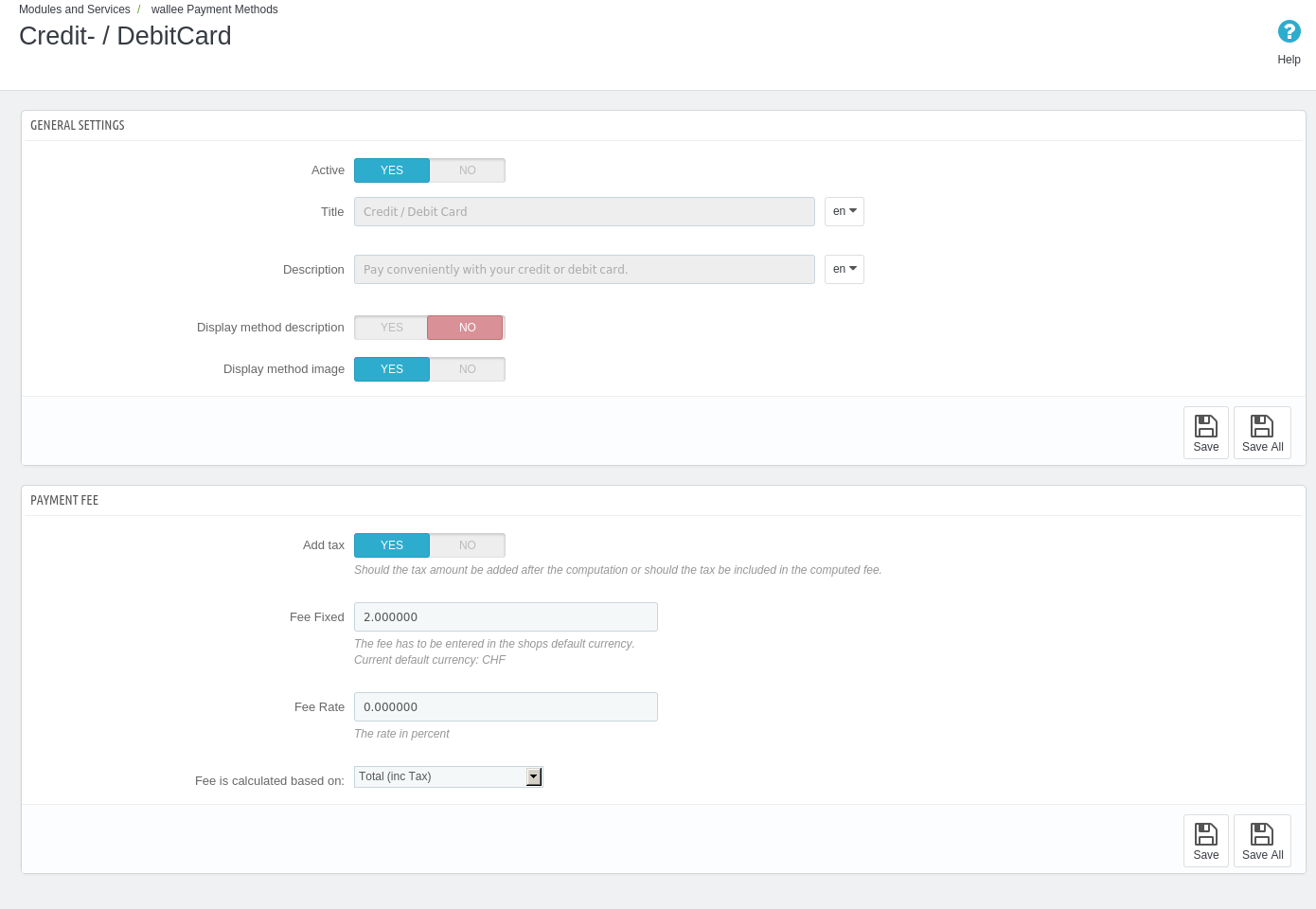 Method Settings