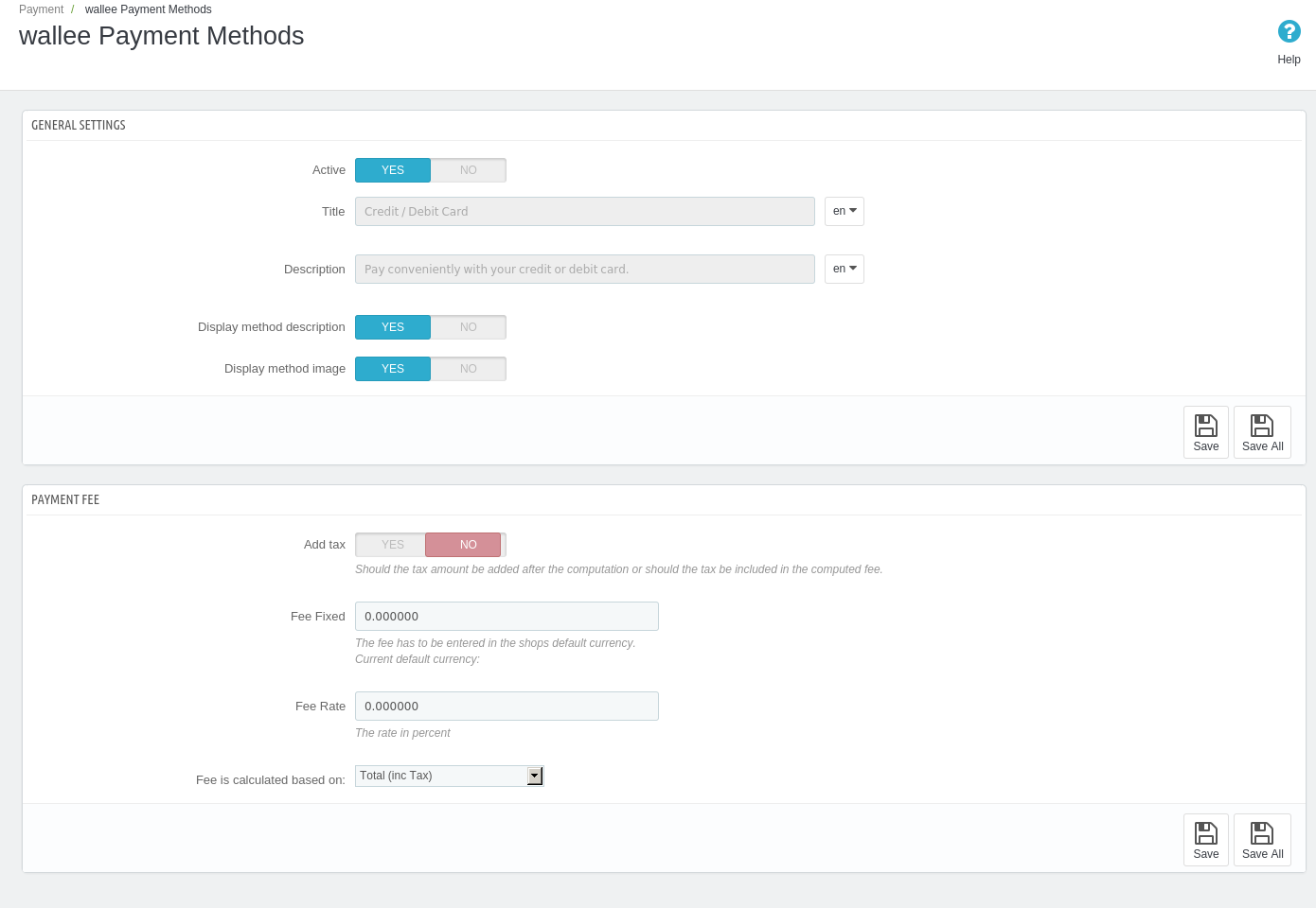 Method Settings