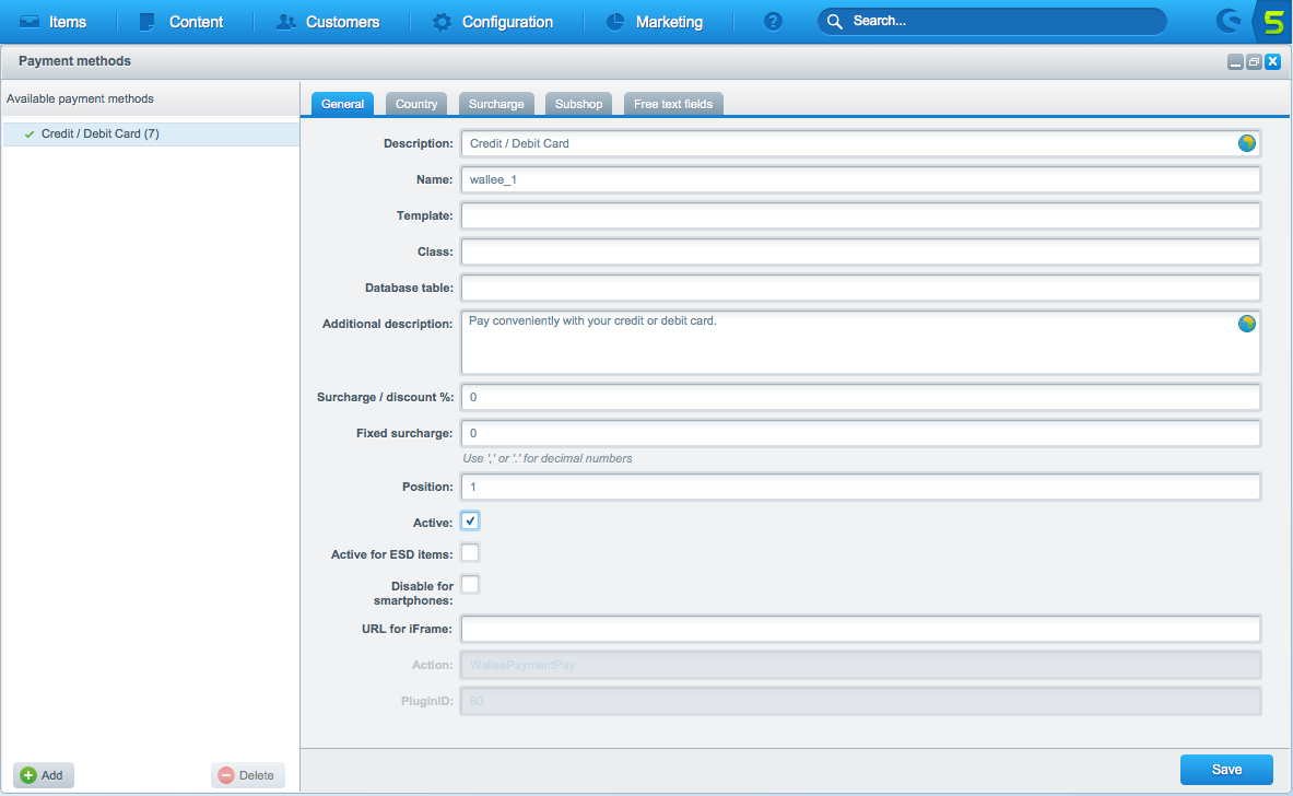 payment method configuration