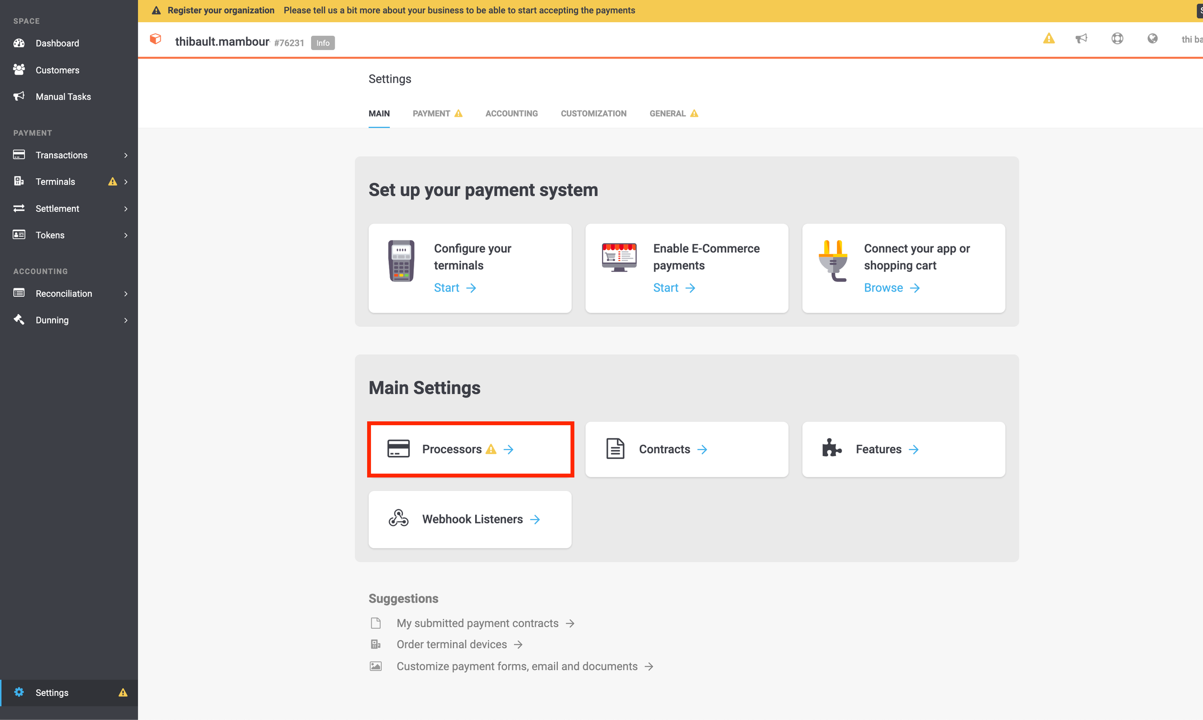 payment settings
